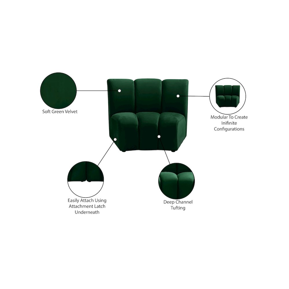 Infinity Green Velvet Modular Chair. Picture 7