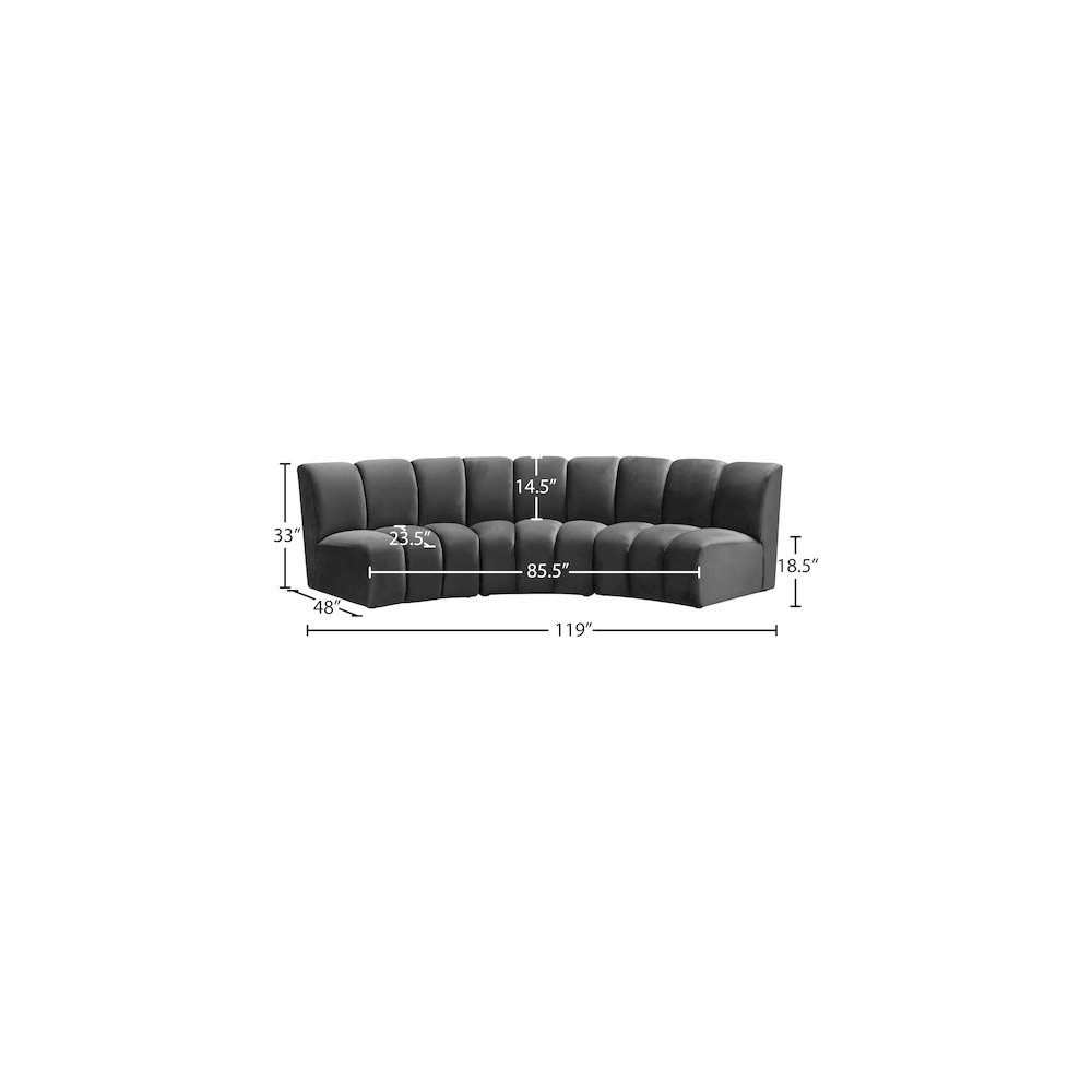 Infinity Grey Velvet 3pc. Modular Sectional. Picture 10