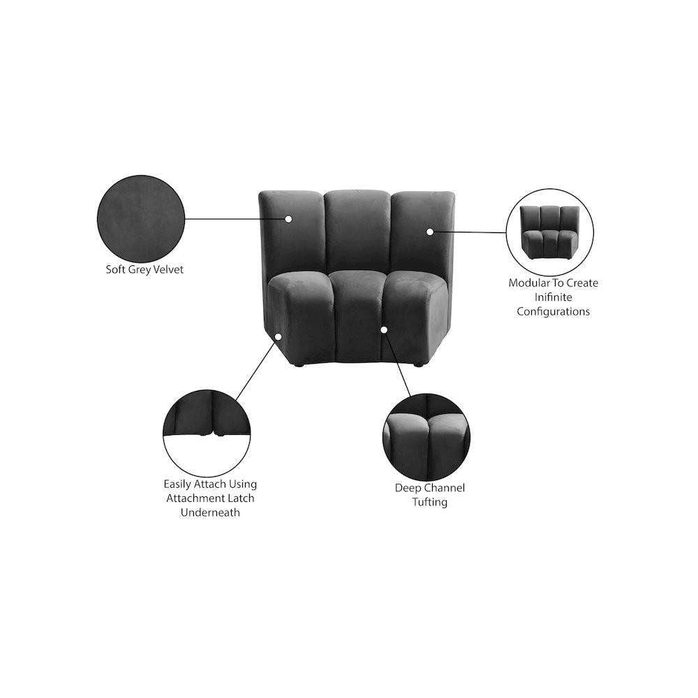 Infinity Grey Velvet Modular Chair. Picture 6