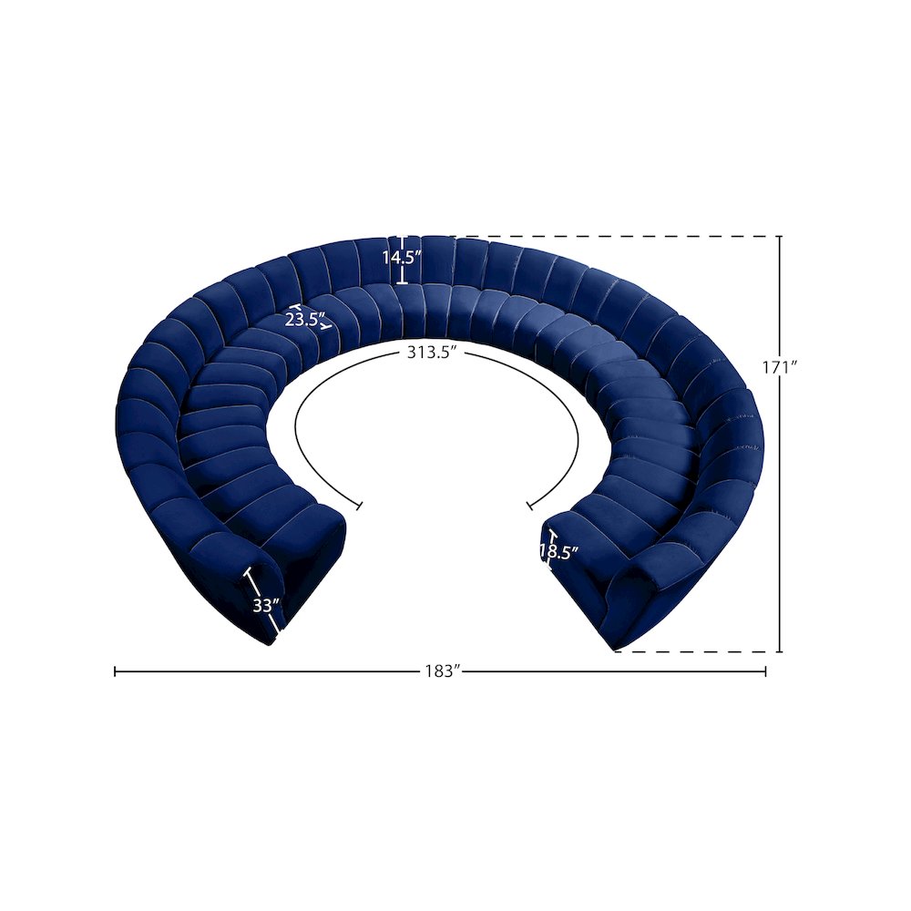 Infinity Navy Velvet 11pc. Modular Sectional. Picture 9