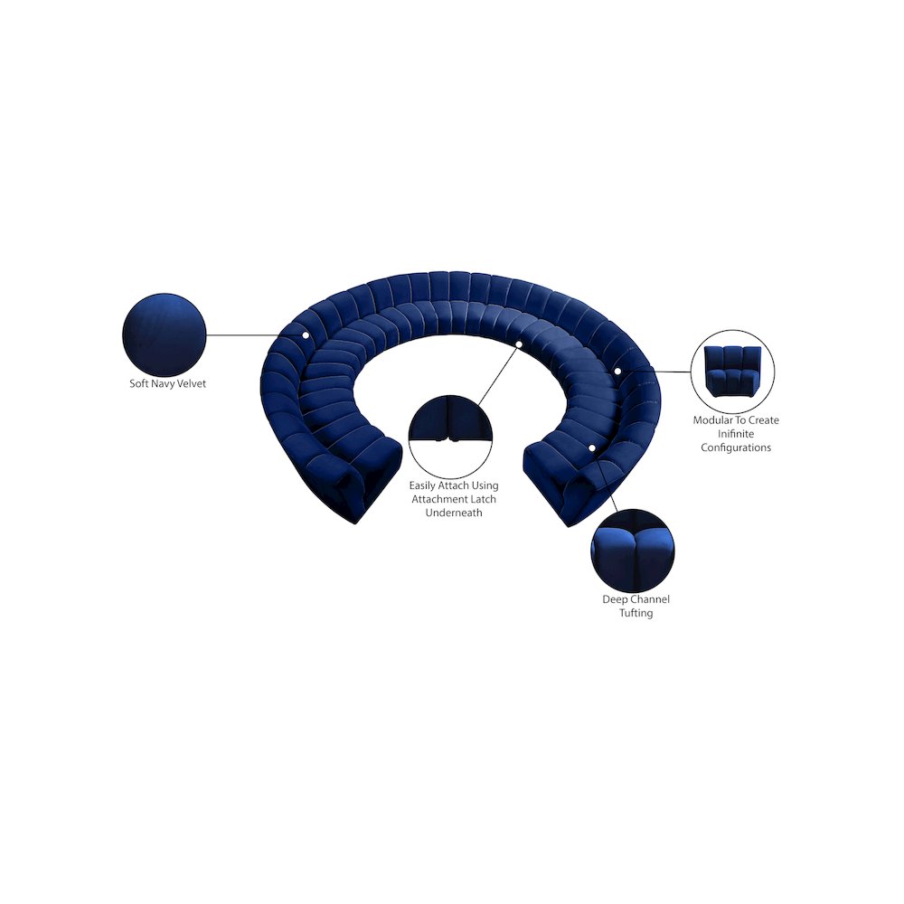 Infinity Navy Velvet 11pc. Modular Sectional. Picture 10