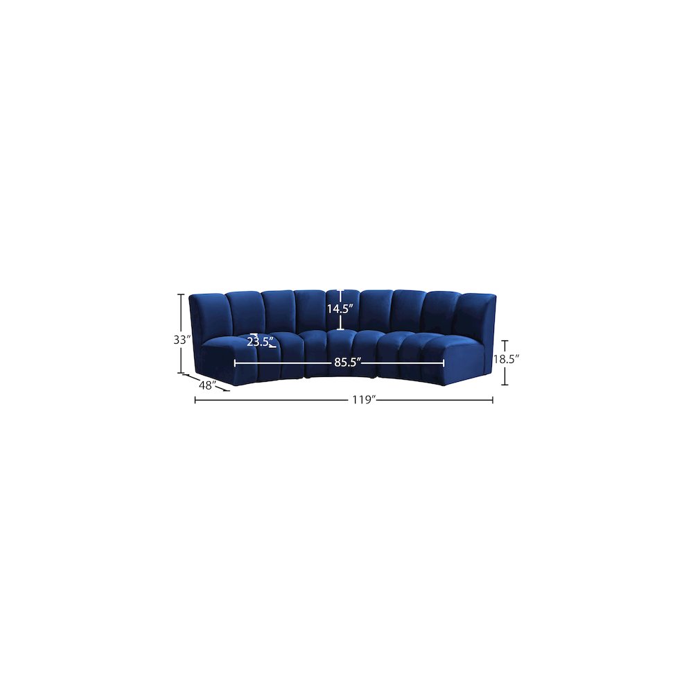 Infinity Navy Velvet 3pc. Modular Sectional. Picture 10