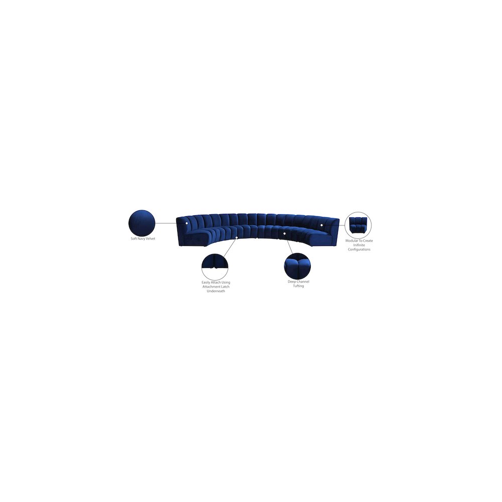 Infinity Navy Velvet 6pc. Modular Sectional. Picture 13