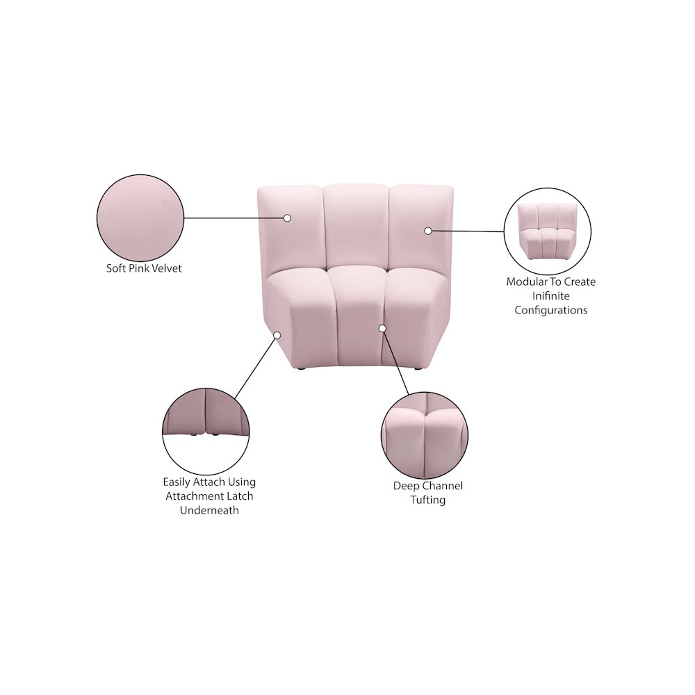 Infinity Pink Velvet Modular Chair. Picture 7