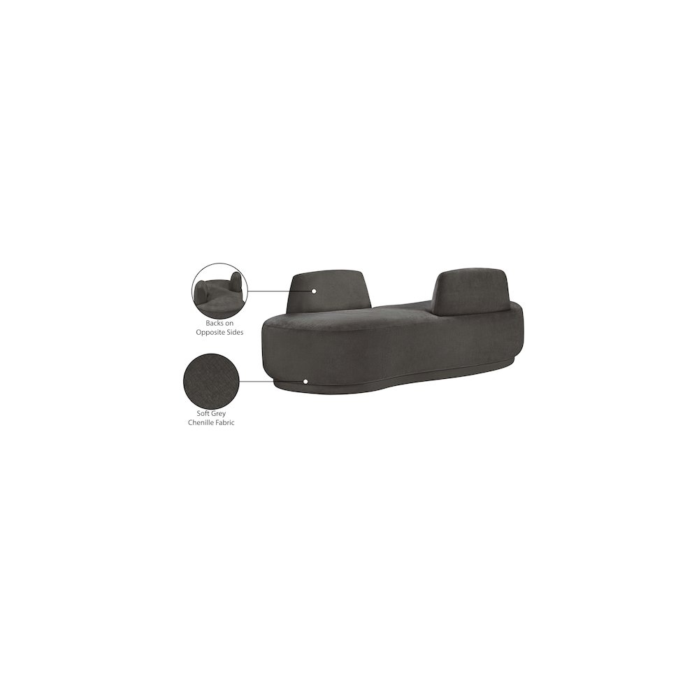 Argyle Grey Chenille Fabric Chaise/Loveseat. Picture 13