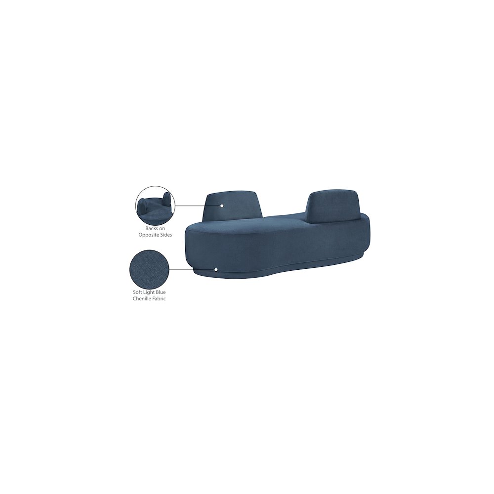 Argyle Light Blue Chenille Fabric Chaise/Loveseat. Picture 13