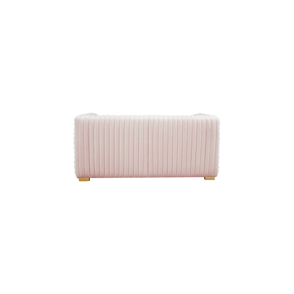 Ravish Pink Velvet Loveseat. Picture 4