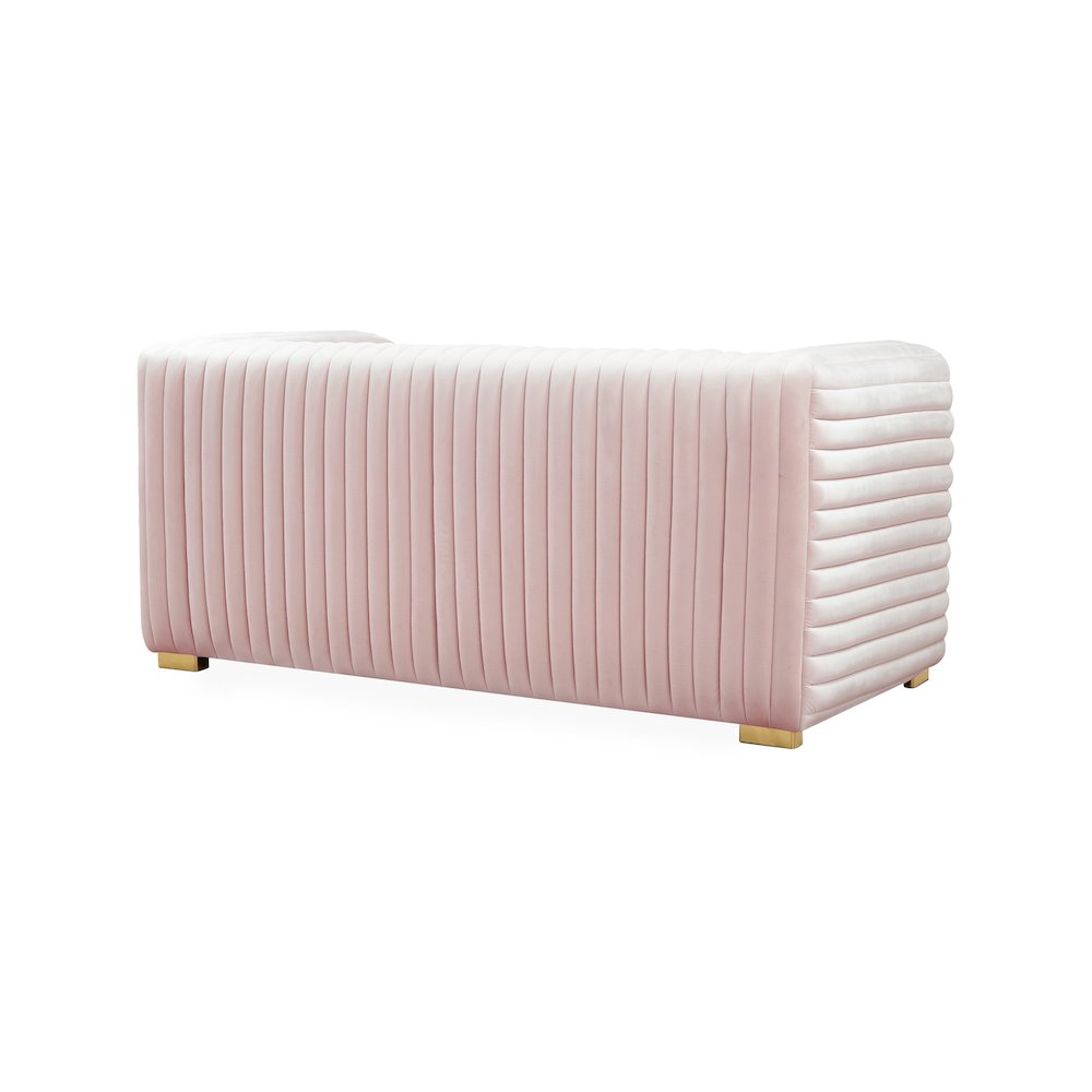 Ravish Pink Velvet Loveseat. Picture 5