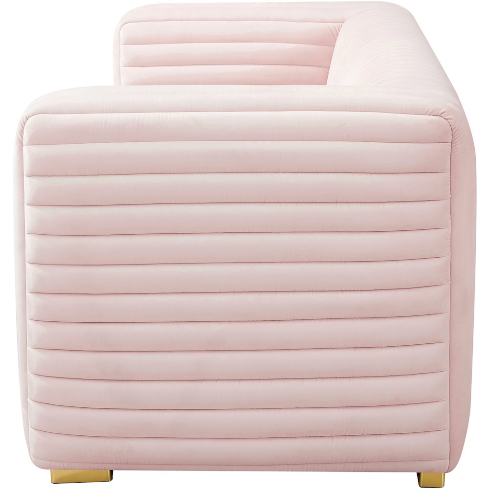 Ravish Pink Velvet Loveseat. Picture 8