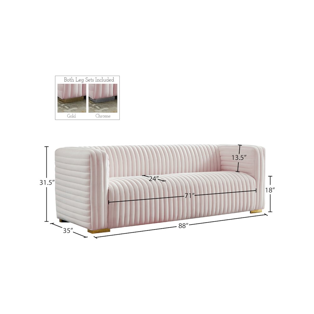 Ravish Pink Velvet Sofa. Picture 16