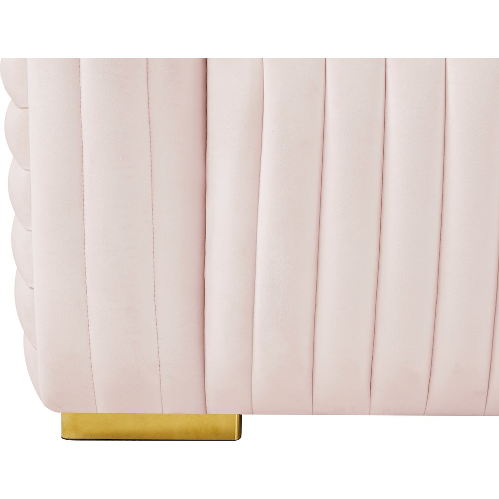 Ravish Pink Velvet Sofa. Picture 13