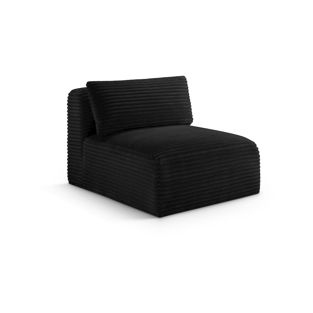 Shaggy Black Corduroy Performance Fabric Armless Chair. Picture 1
