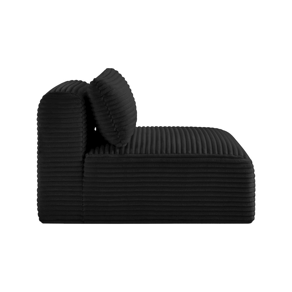Shaggy Black Corduroy Performance Fabric Armless Chair. Picture 3