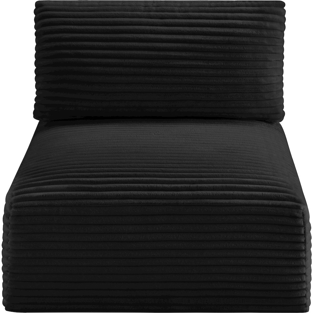 Shaggy Black Corduroy Performance Fabric Armless Chair. Picture 5