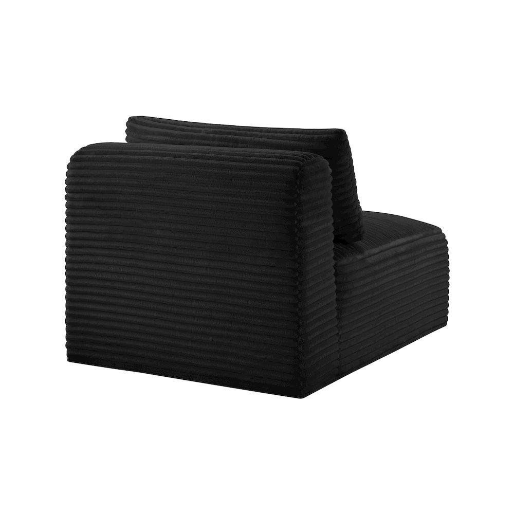 Shaggy Black Corduroy Performance Fabric Armless Chair. Picture 6