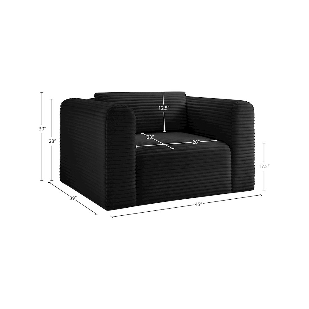 Shaggy Black Corduroy Performance Fabric Arm Chair. Picture 8
