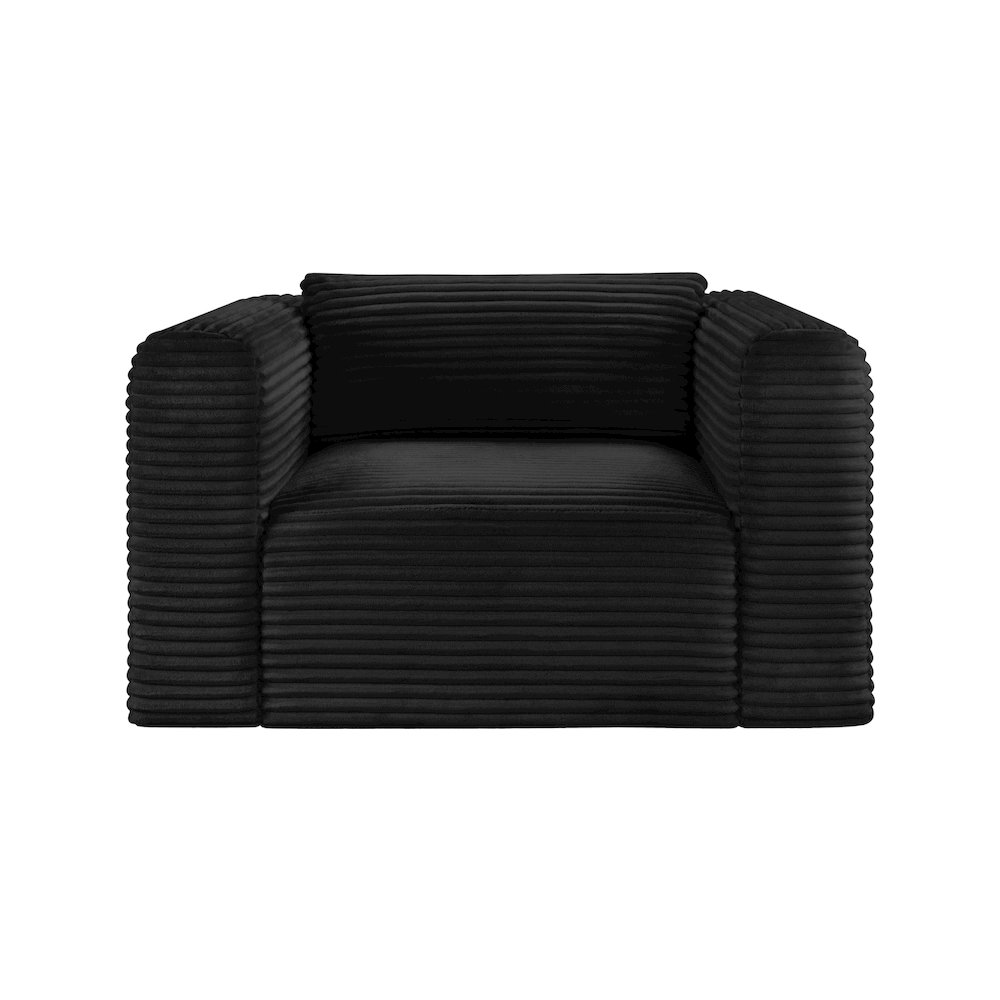 Shaggy Black Corduroy Performance Fabric Arm Chair. Picture 2