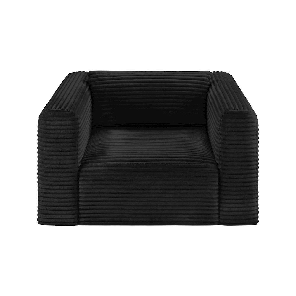 Shaggy Black Corduroy Performance Fabric Arm Chair. Picture 5