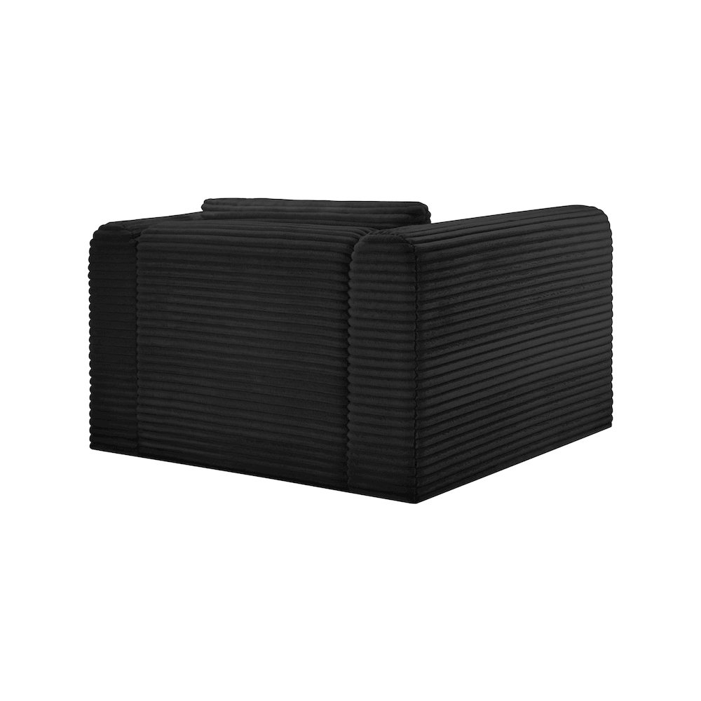 Shaggy Black Corduroy Performance Fabric Arm Chair. Picture 6