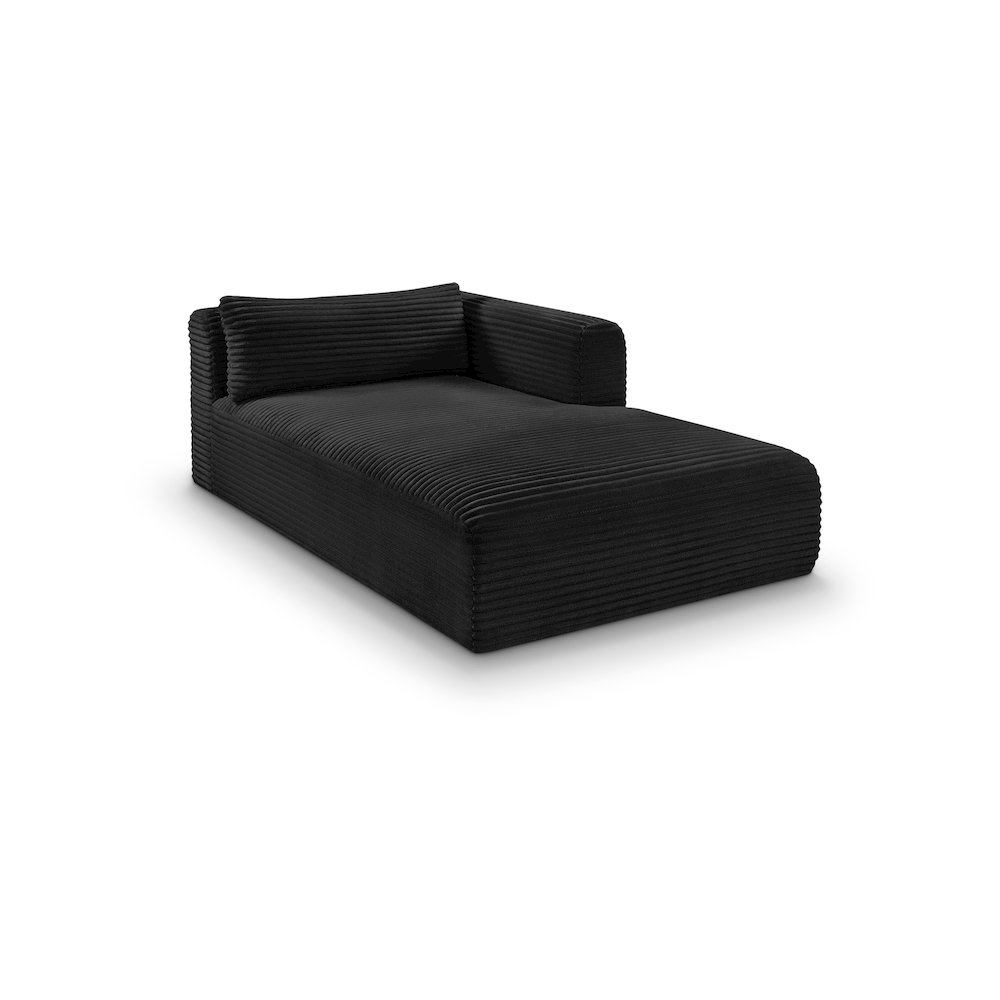Shaggy Black Corduroy Performance Fabric Chaise. Picture 1