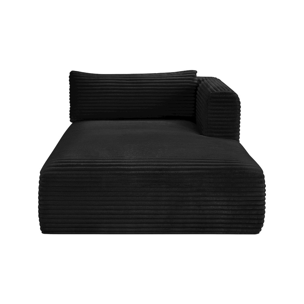 Shaggy Black Corduroy Performance Fabric Chaise. Picture 2