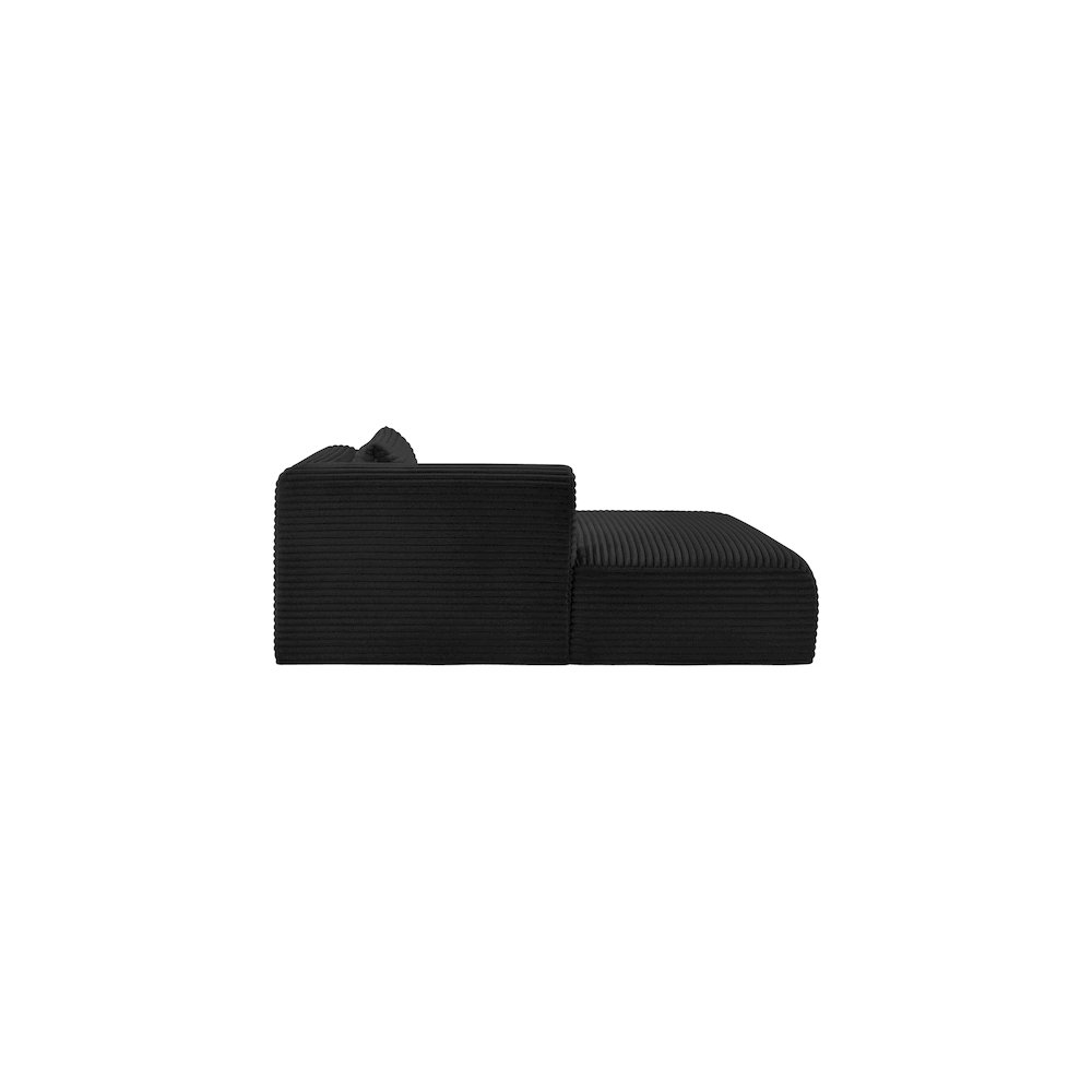 Shaggy Black Corduroy Performance Fabric Chaise. Picture 4