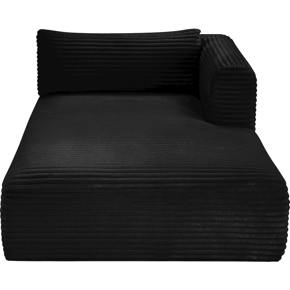 Shaggy Black Corduroy Performance Fabric Chaise. Picture 5