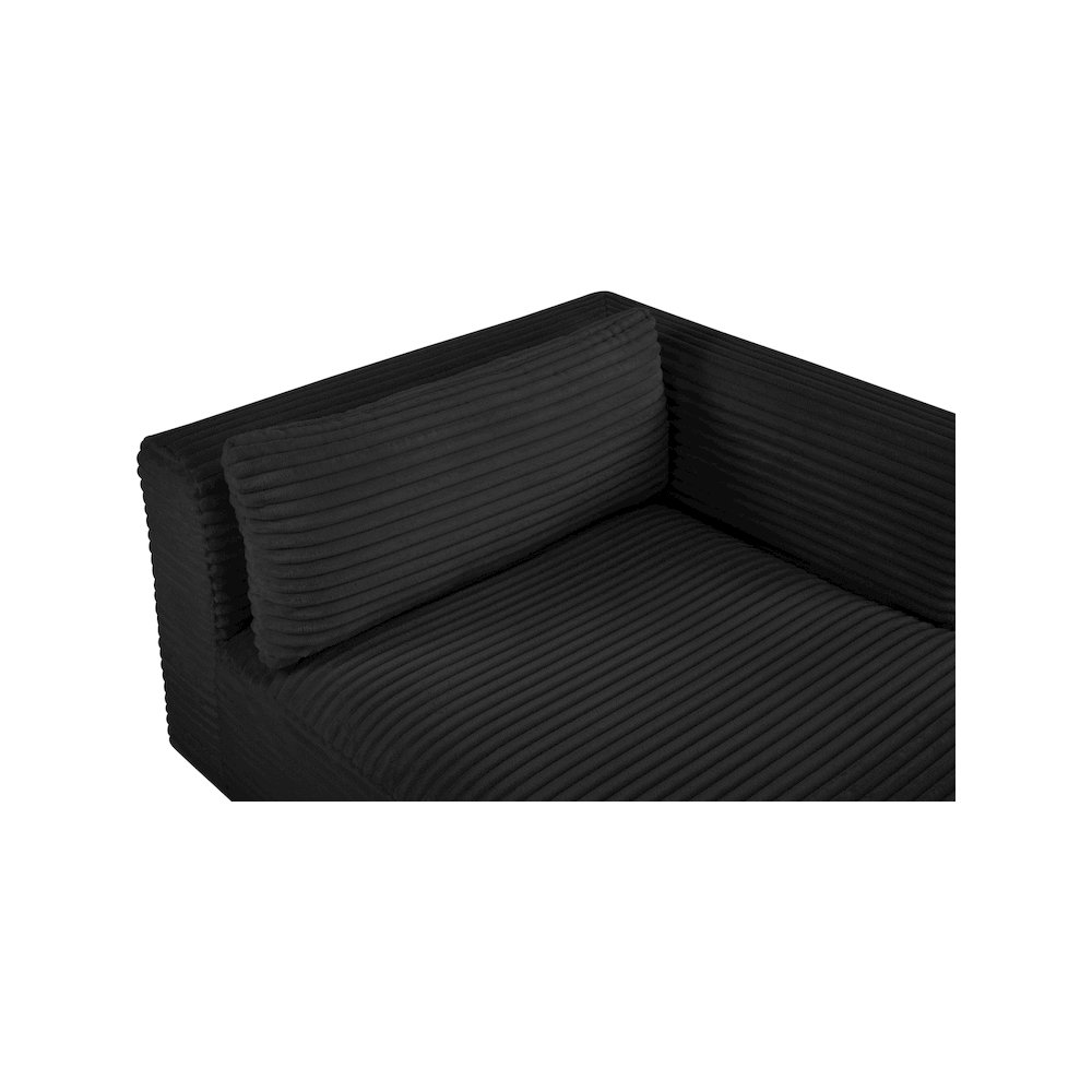 Shaggy Black Corduroy Performance Fabric Chaise. Picture 7
