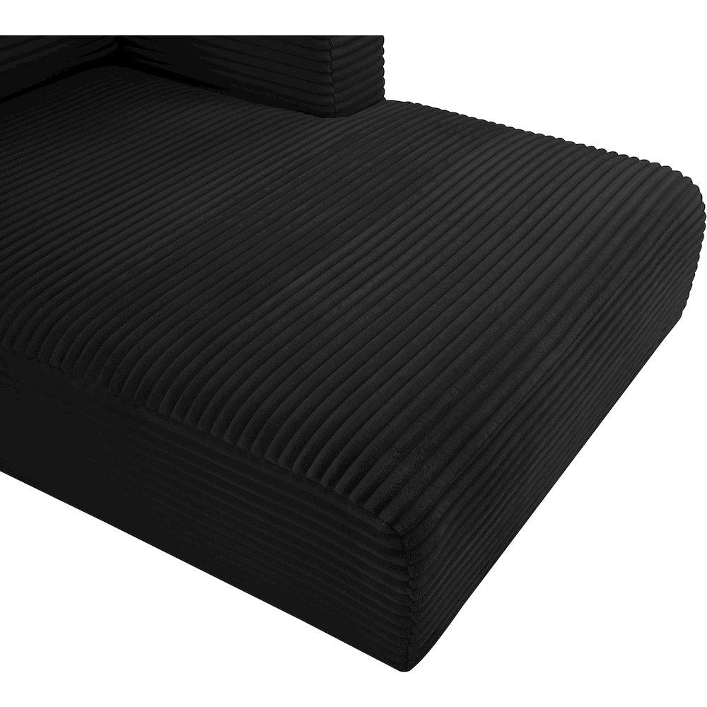 Shaggy Black Corduroy Performance Fabric Chaise. Picture 8