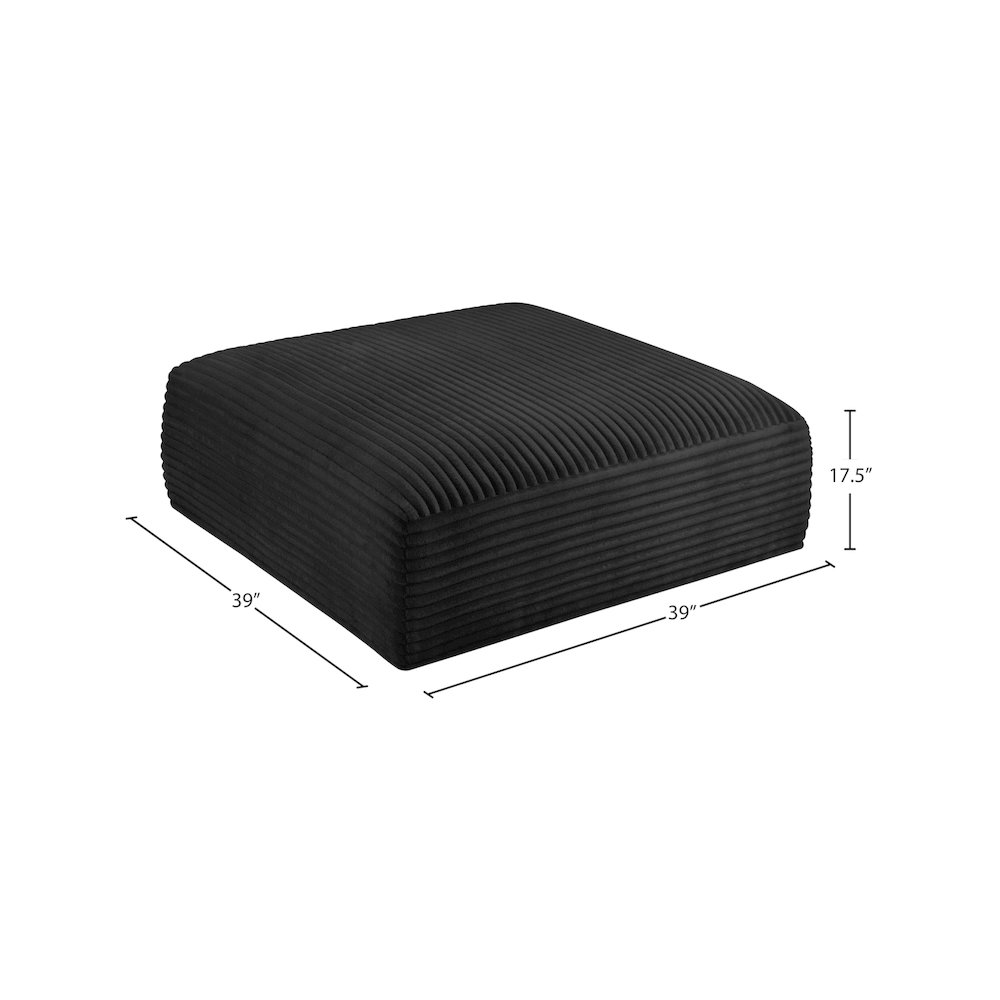 Shaggy Black Corduroy Performance Fabric Ottoman. Picture 6