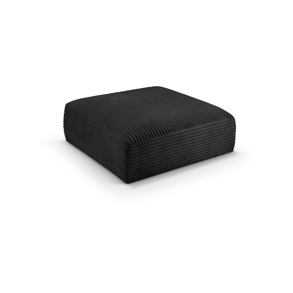 Shaggy Black Corduroy Performance Fabric Ottoman. Picture 1