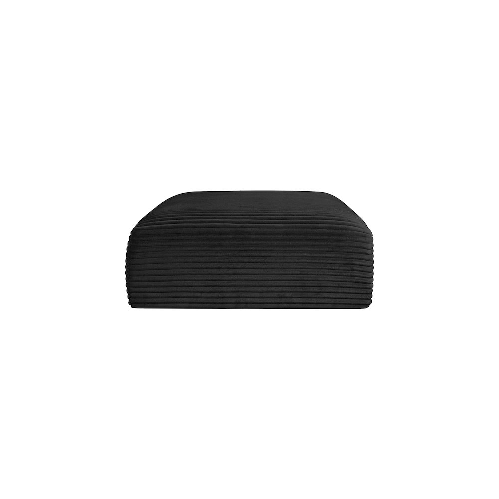 Shaggy Black Corduroy Performance Fabric Ottoman. Picture 2