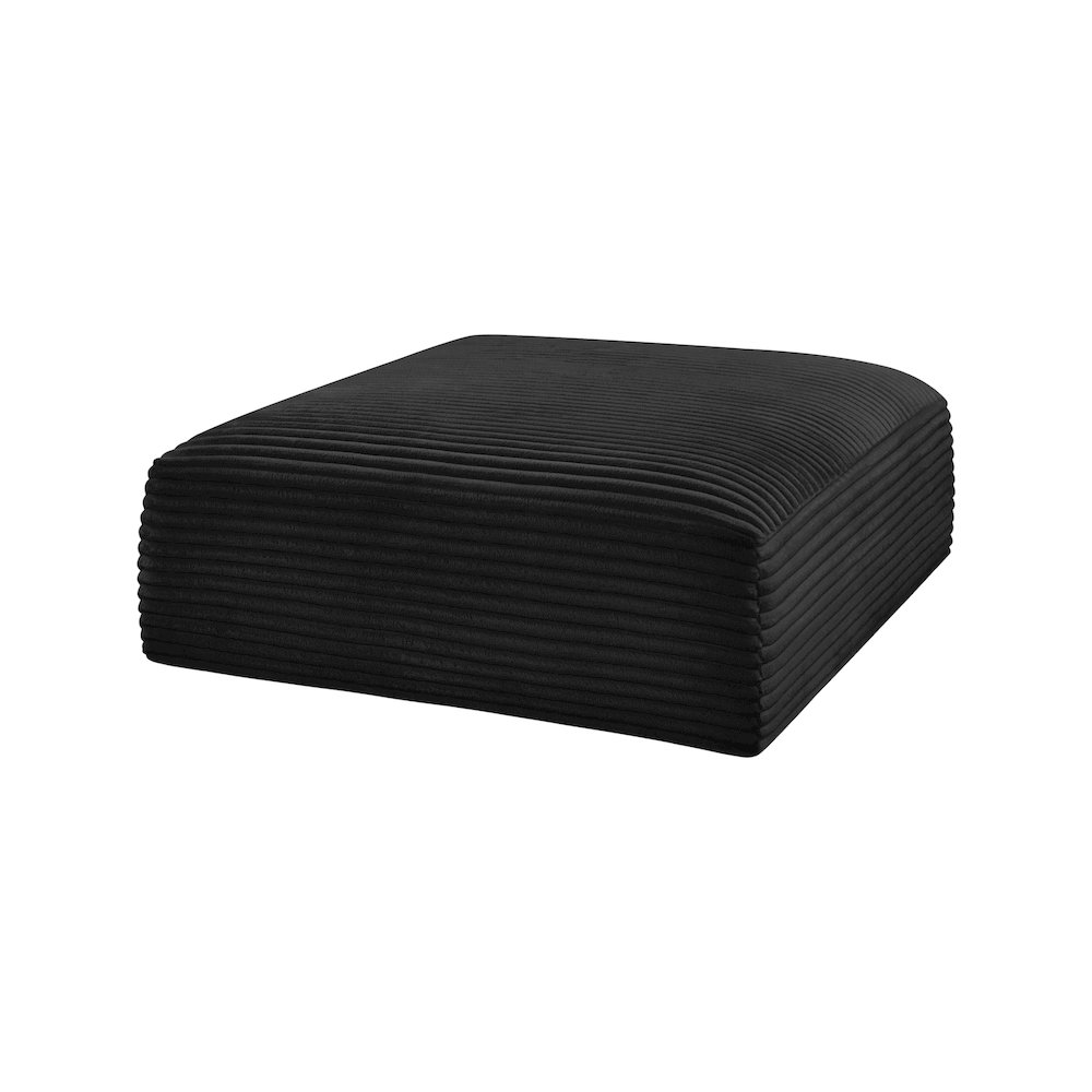 Shaggy Black Corduroy Performance Fabric Ottoman. Picture 3