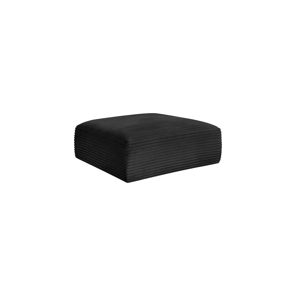 Shaggy Black Corduroy Performance Fabric Ottoman. Picture 4