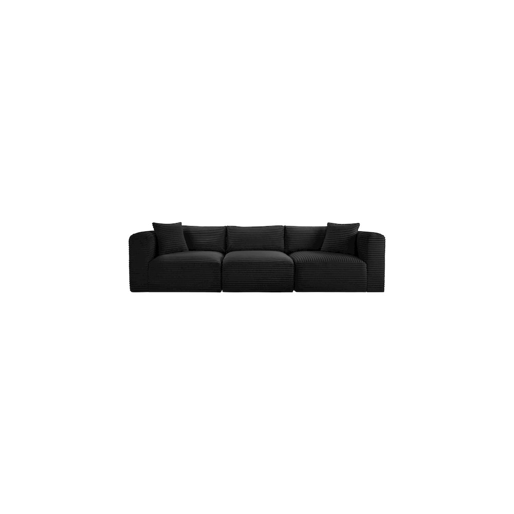 Shaggy Black Corduroy Performance Fabric Modular Sofa. Picture 2