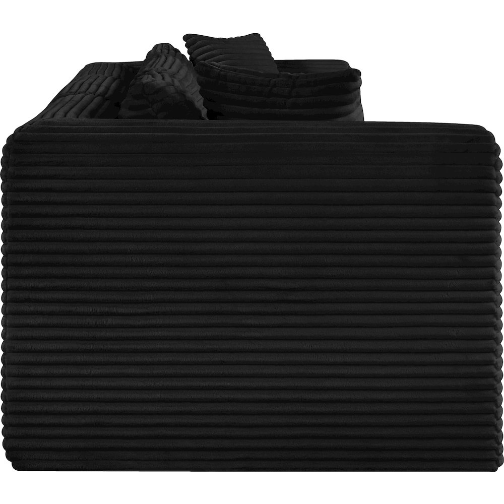 Shaggy Black Corduroy Performance Fabric Modular Sofa. Picture 3