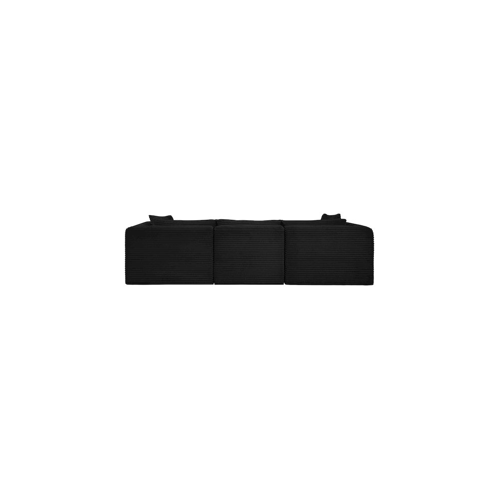 Shaggy Black Corduroy Performance Fabric Modular Sofa. Picture 4