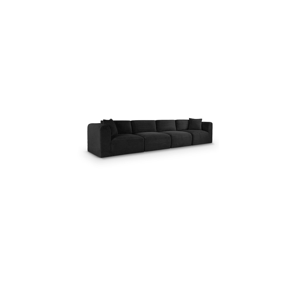 Shaggy Black Corduroy Performance Fabric Modular Sofa. Picture 1