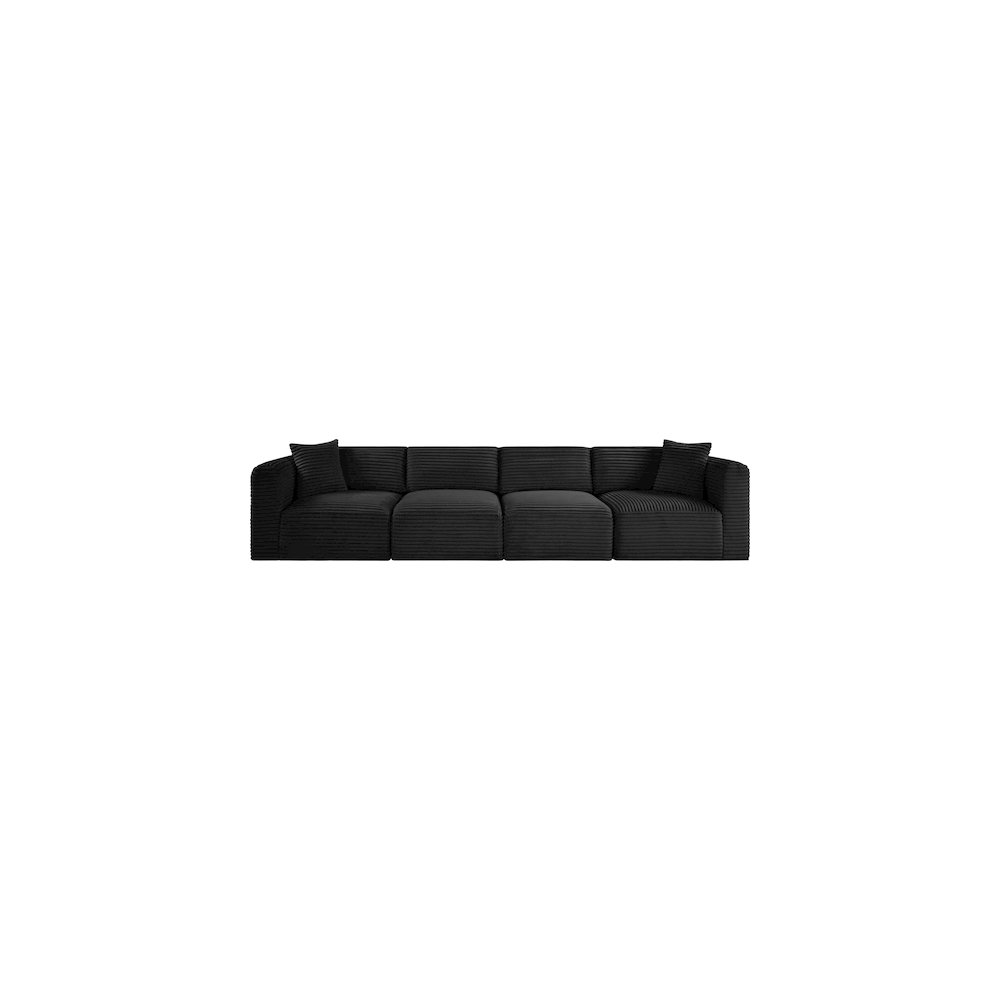Shaggy Black Corduroy Performance Fabric Modular Sofa. Picture 2