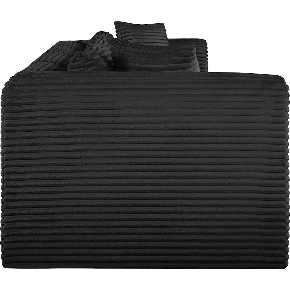 Shaggy Black Corduroy Performance Fabric Modular Sofa. Picture 3