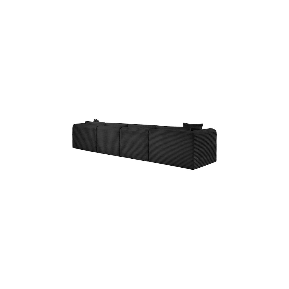 Shaggy Black Corduroy Performance Fabric Modular Sofa. Picture 6