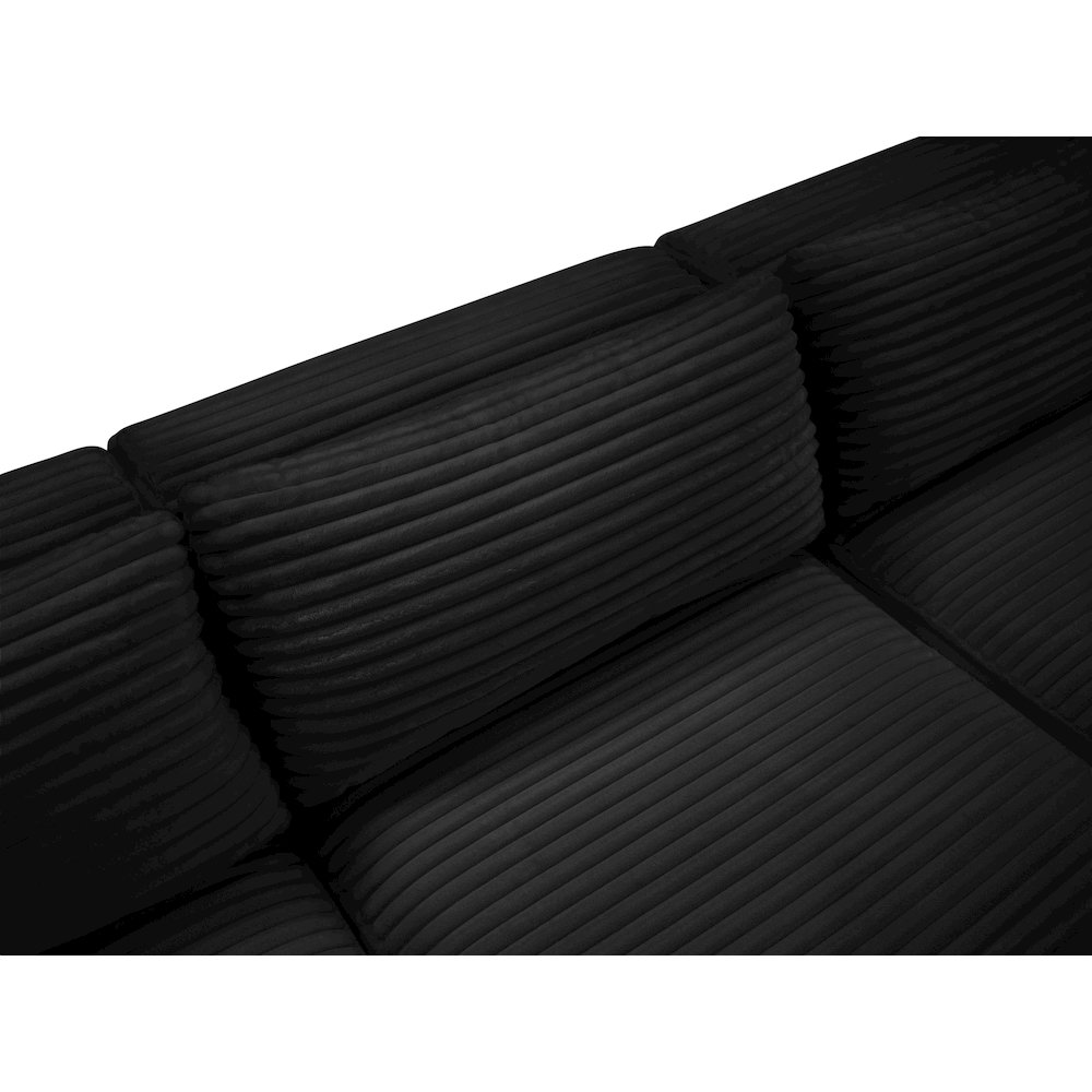 Shaggy Black Corduroy Performance Fabric Modular Sofa. Picture 7