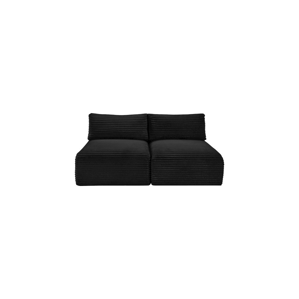 Shaggy Black Corduroy Performance Fabric Modular Sofa. Picture 2