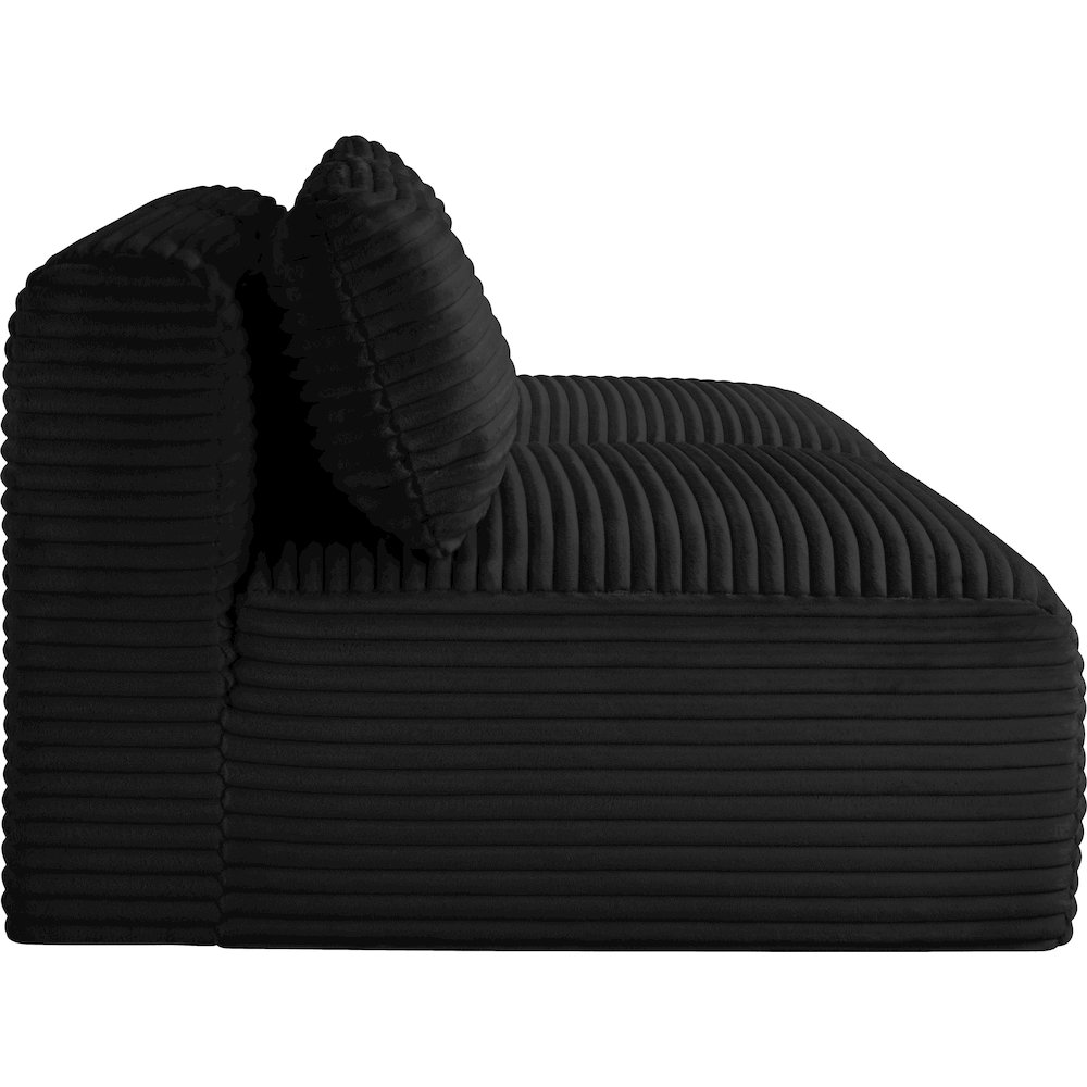 Shaggy Black Corduroy Performance Fabric Modular Sofa. Picture 3