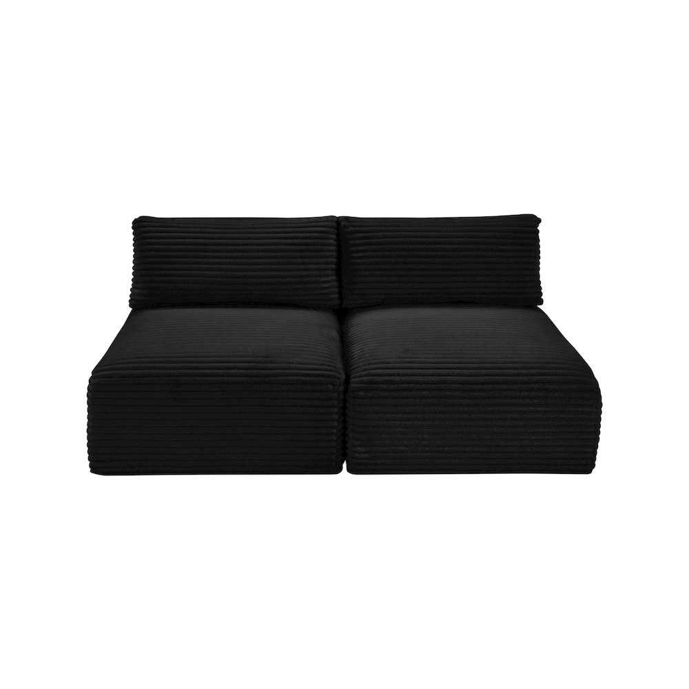 Shaggy Black Corduroy Performance Fabric Modular Sofa. Picture 5