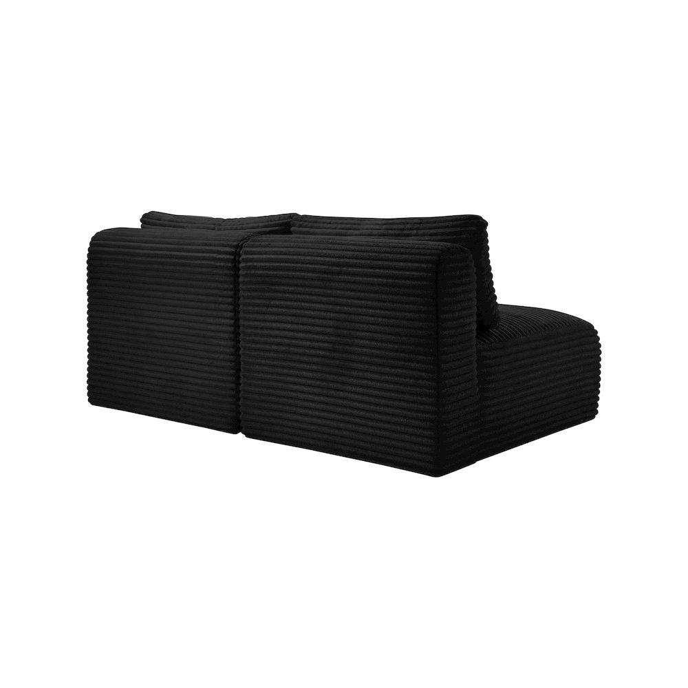 Shaggy Black Corduroy Performance Fabric Modular Sofa. Picture 6