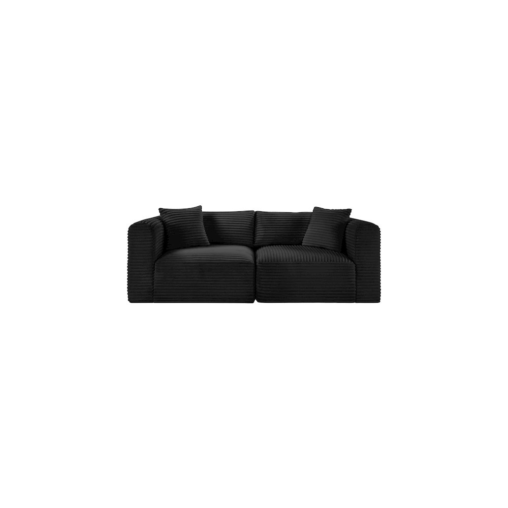 Shaggy Black Corduroy Performance Fabric Modular Sofa. Picture 2