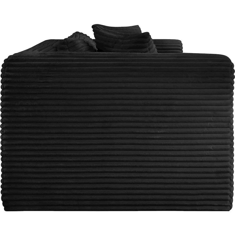 Shaggy Black Corduroy Performance Fabric Modular Sofa. Picture 3