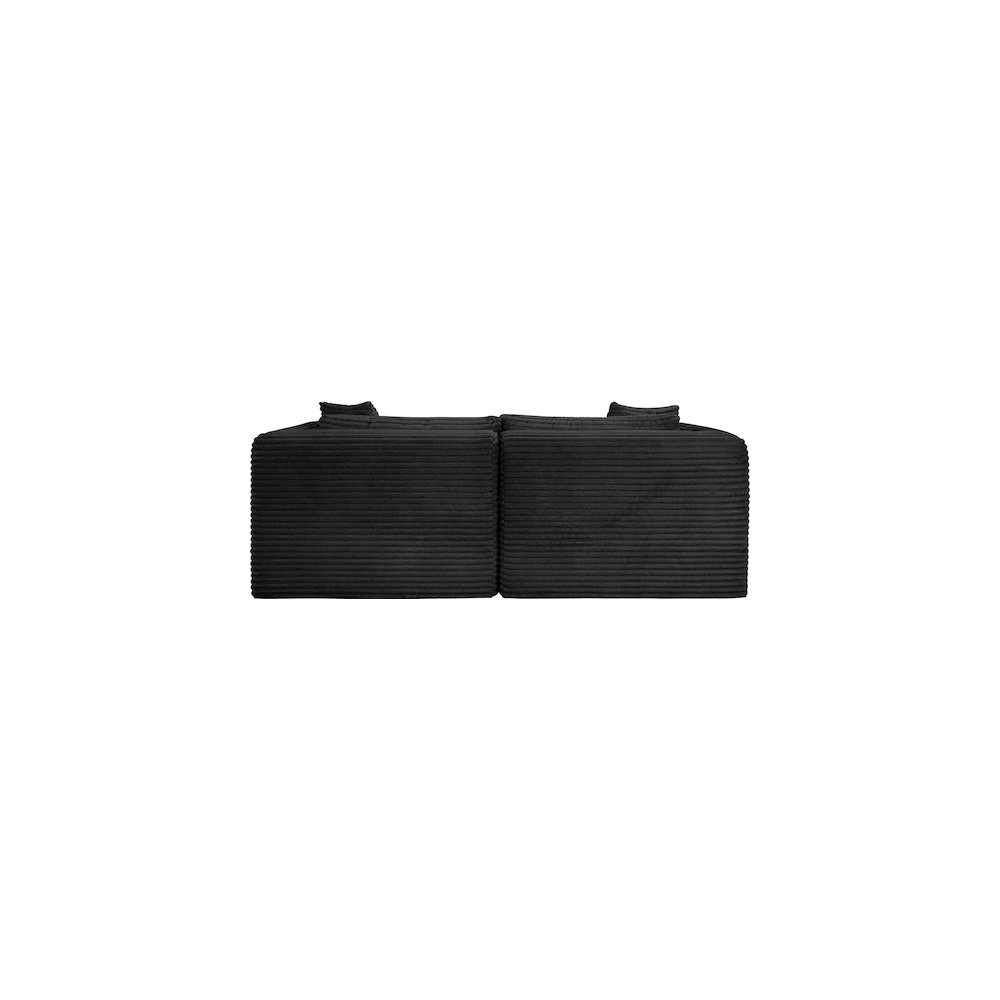 Shaggy Black Corduroy Performance Fabric Modular Sofa. Picture 4