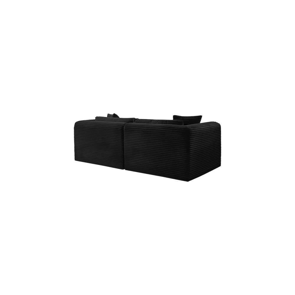 Shaggy Black Corduroy Performance Fabric Modular Sofa. Picture 6
